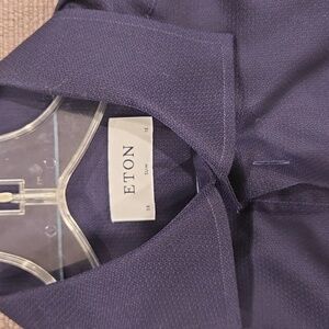 Eton NWT slim fit dress shirt size 38 neck size 15 navy